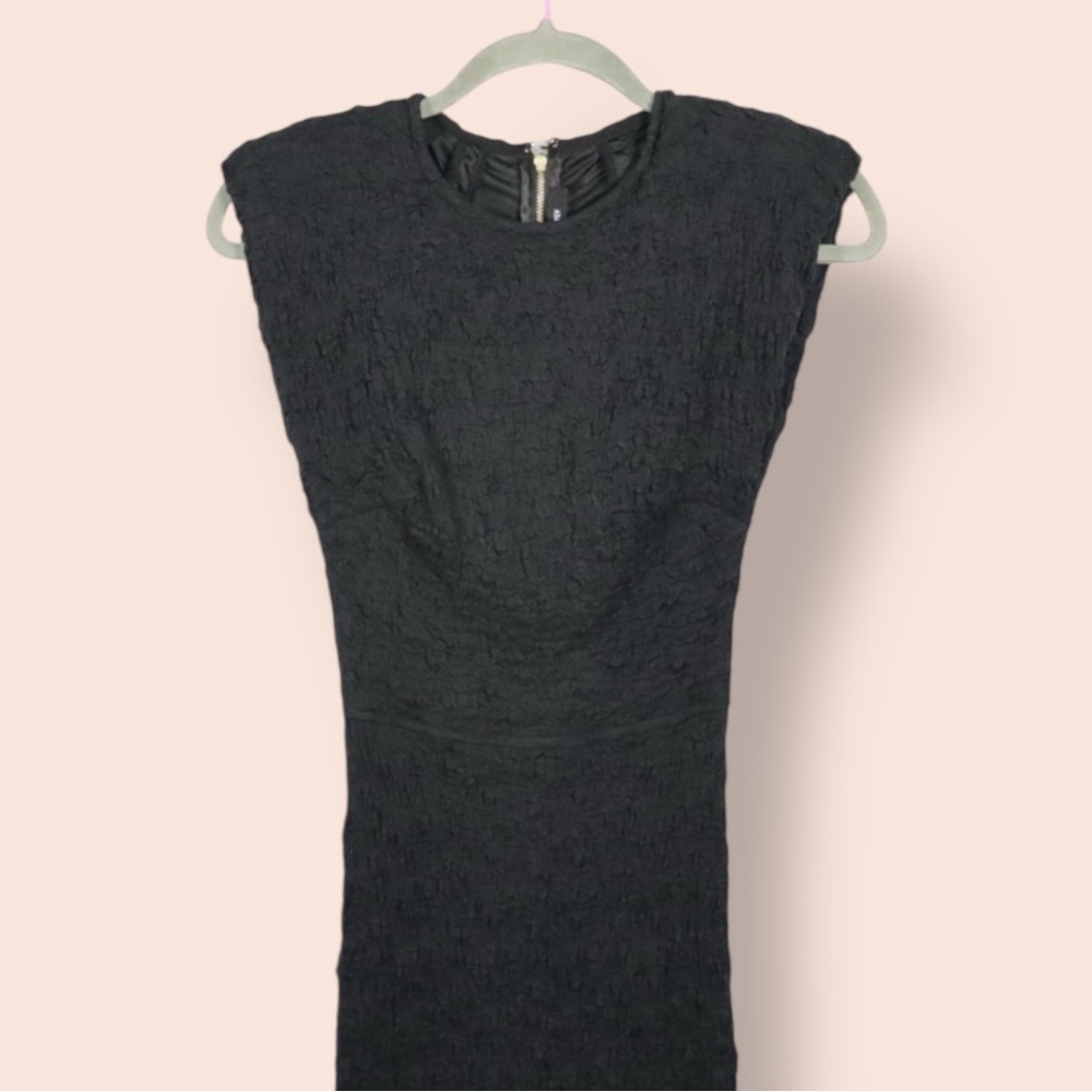 Sabina Musayev Black Textured Dress Women’s Small NWT Designer Midi